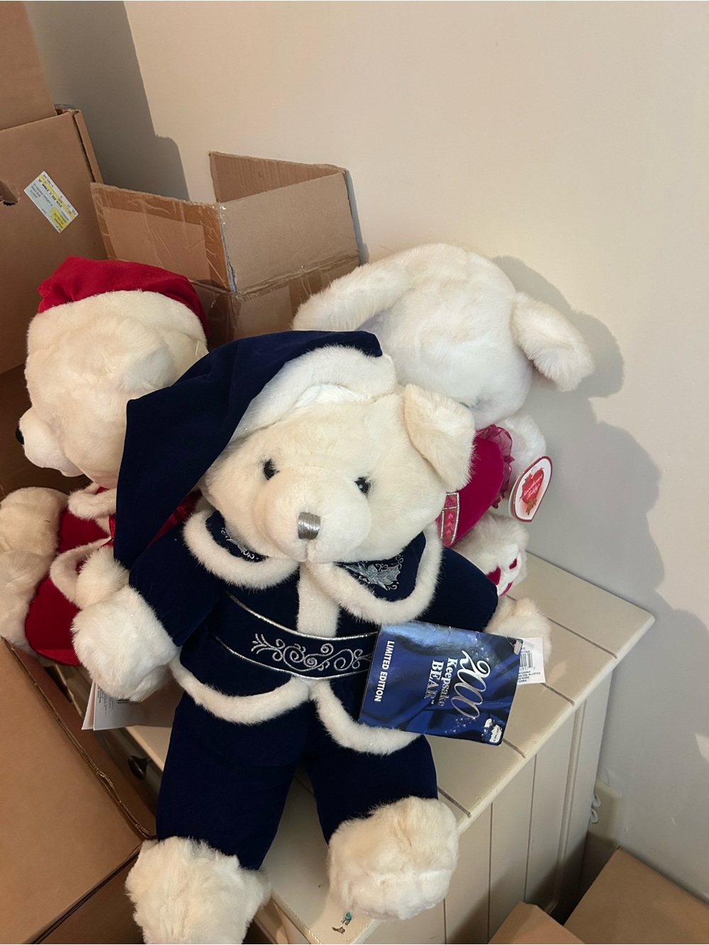 Plush Navy Blue Holiday Bear - Soft Stuffed Animal